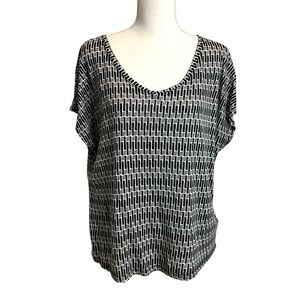 Nicole Miller Monochrome Geometric linen knit top L